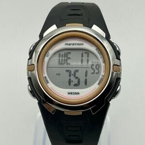 Timex Marathon T5K360 Dark Gray Band WR50M Digital Watch Working New Battery